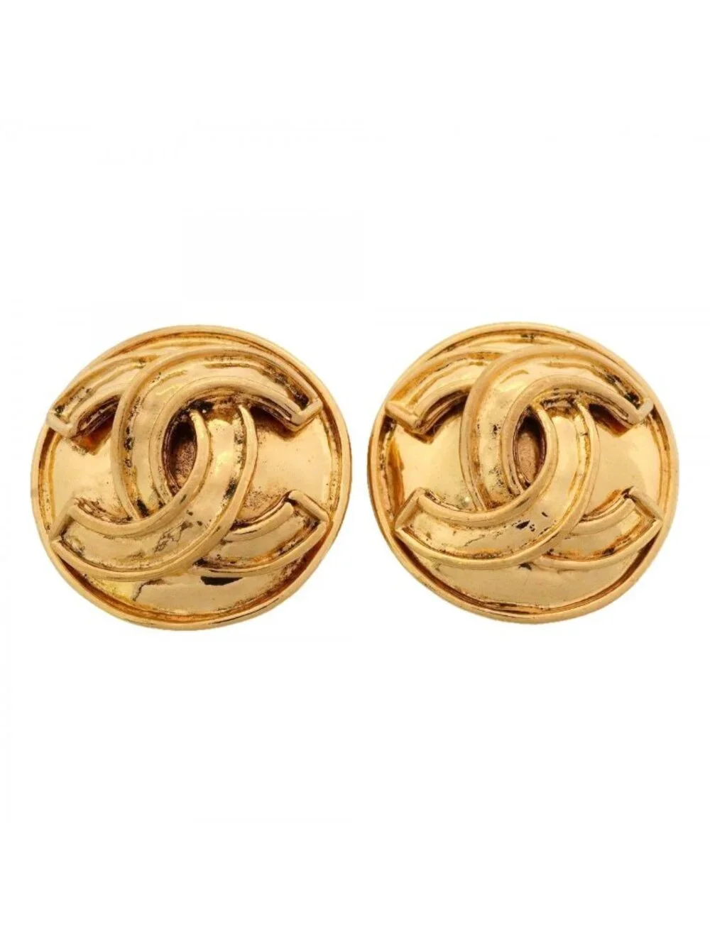 Chanel Earrings Vintage CC Logo Round